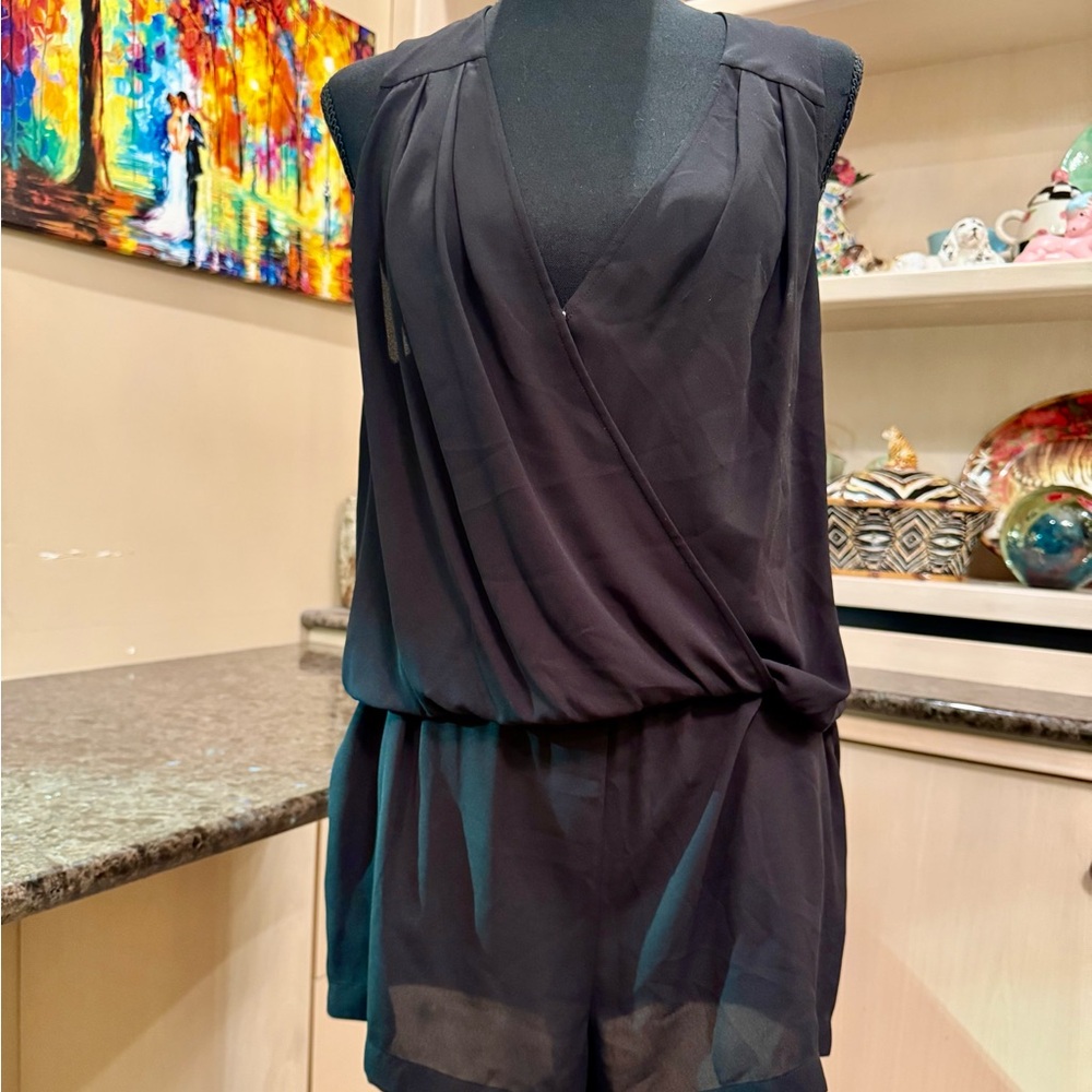 BCBGMaxAzria Black Sleeveless Shorts Romper size M
